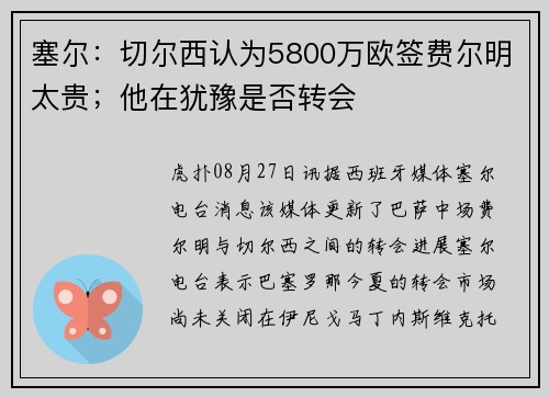塞尔：切尔西认为5800万欧签费尔明太贵；他在犹豫是否转会